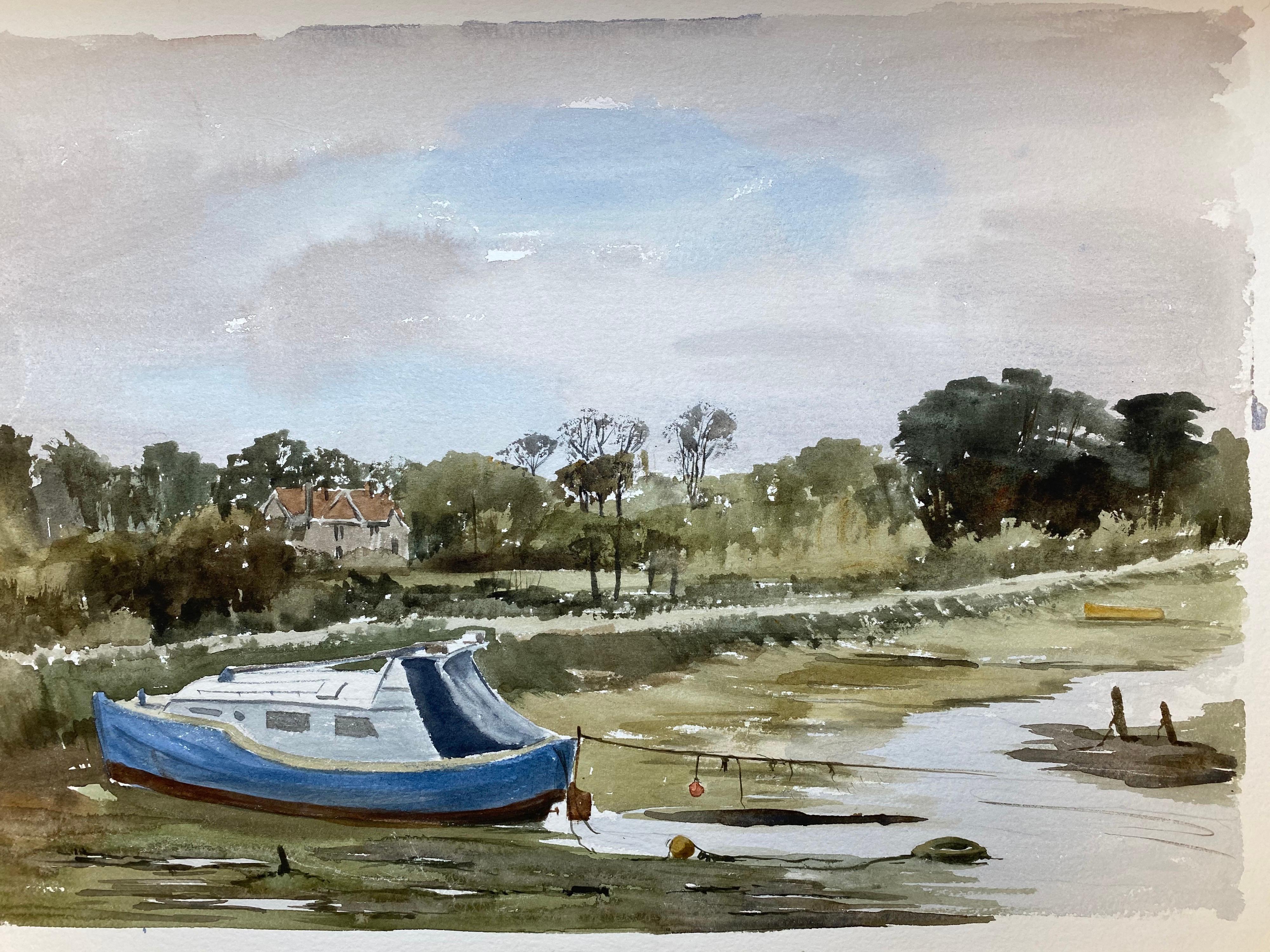 Marea baja del puerto de Yarmouth, Pintura original británica a la acuarela - Art de Unknown