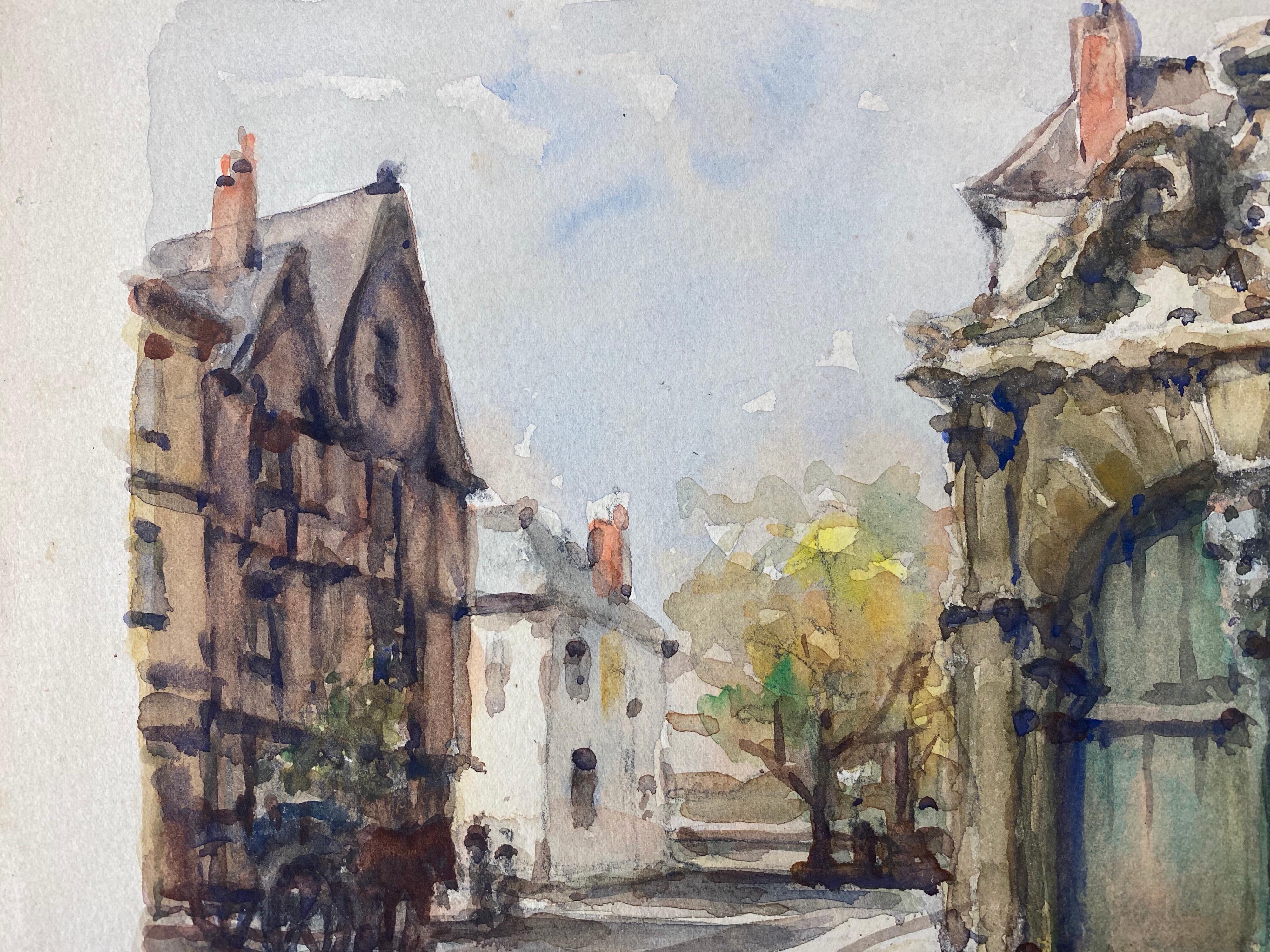 Ecole de Paris Mid 20th Century, Back Streets of Paris - Gray Landscape Art by Unknown