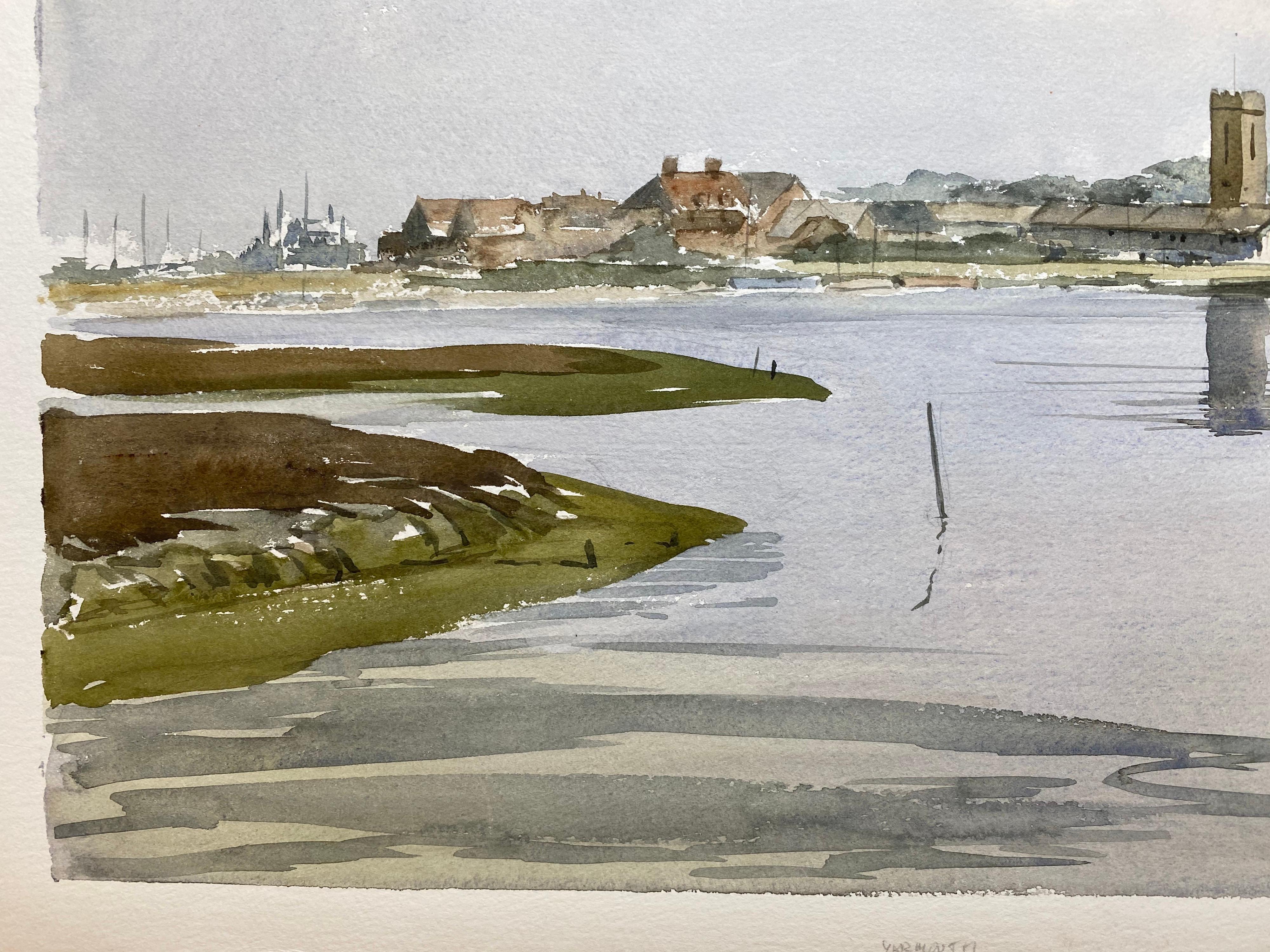 Yarmouth Town- Pintura original británica en acuarela firmada en venta 1