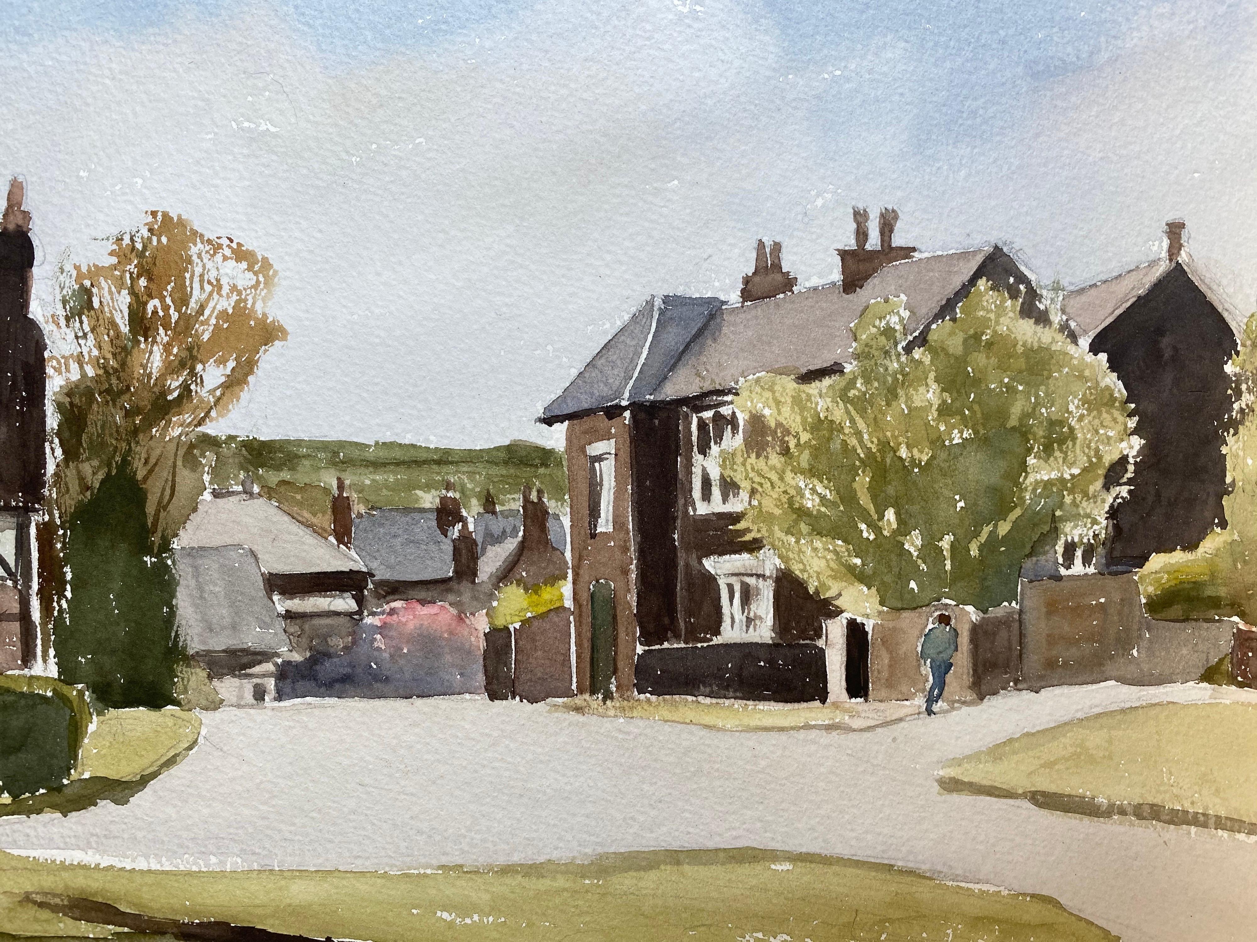 Aldea rural inglesa, pintura original británica a la acuarela firmada - Art de Unknown