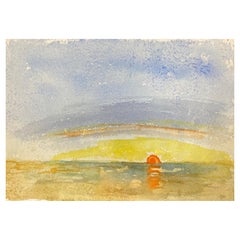 Puesta de sol sobre el mar, Pintura original expresionista francesa