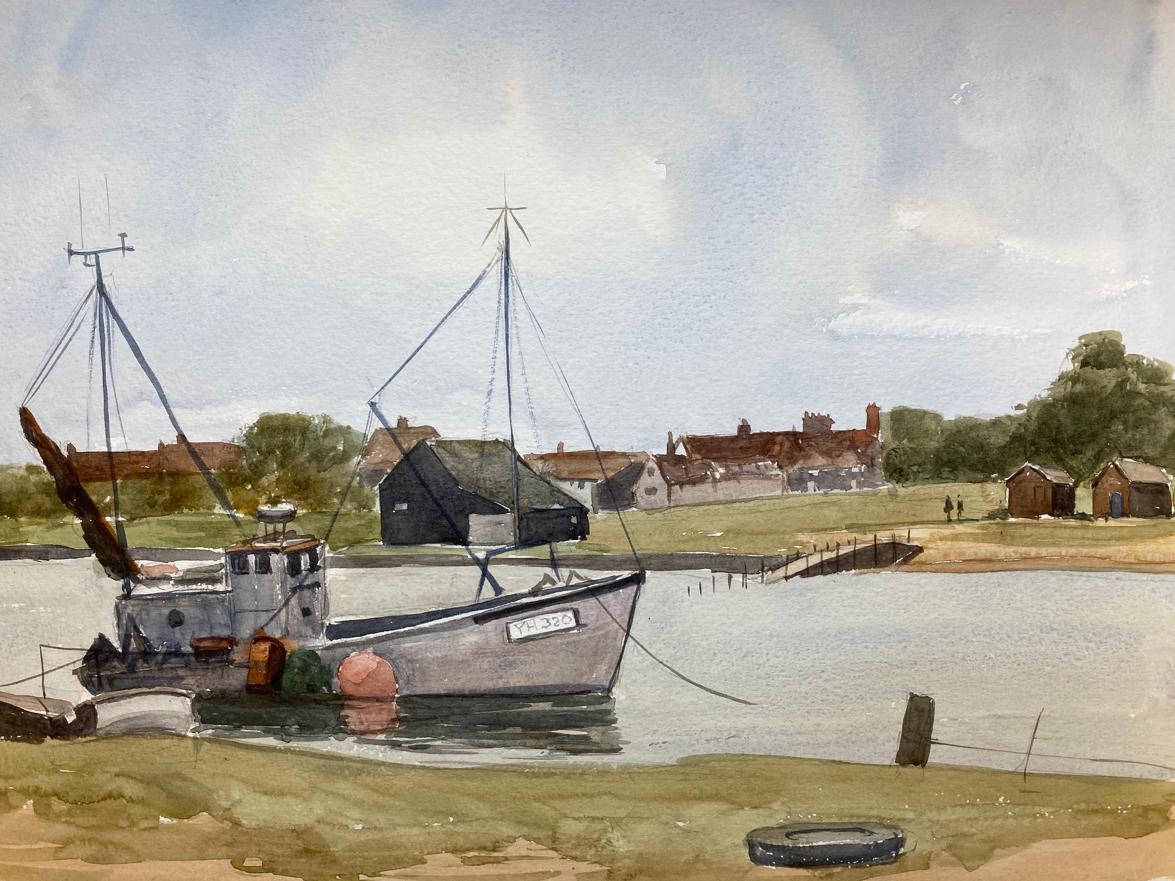 Walbeswick, Suffolk Pintura original británica en acuarela Estuario del río - Landscape Art Gris de Unknown