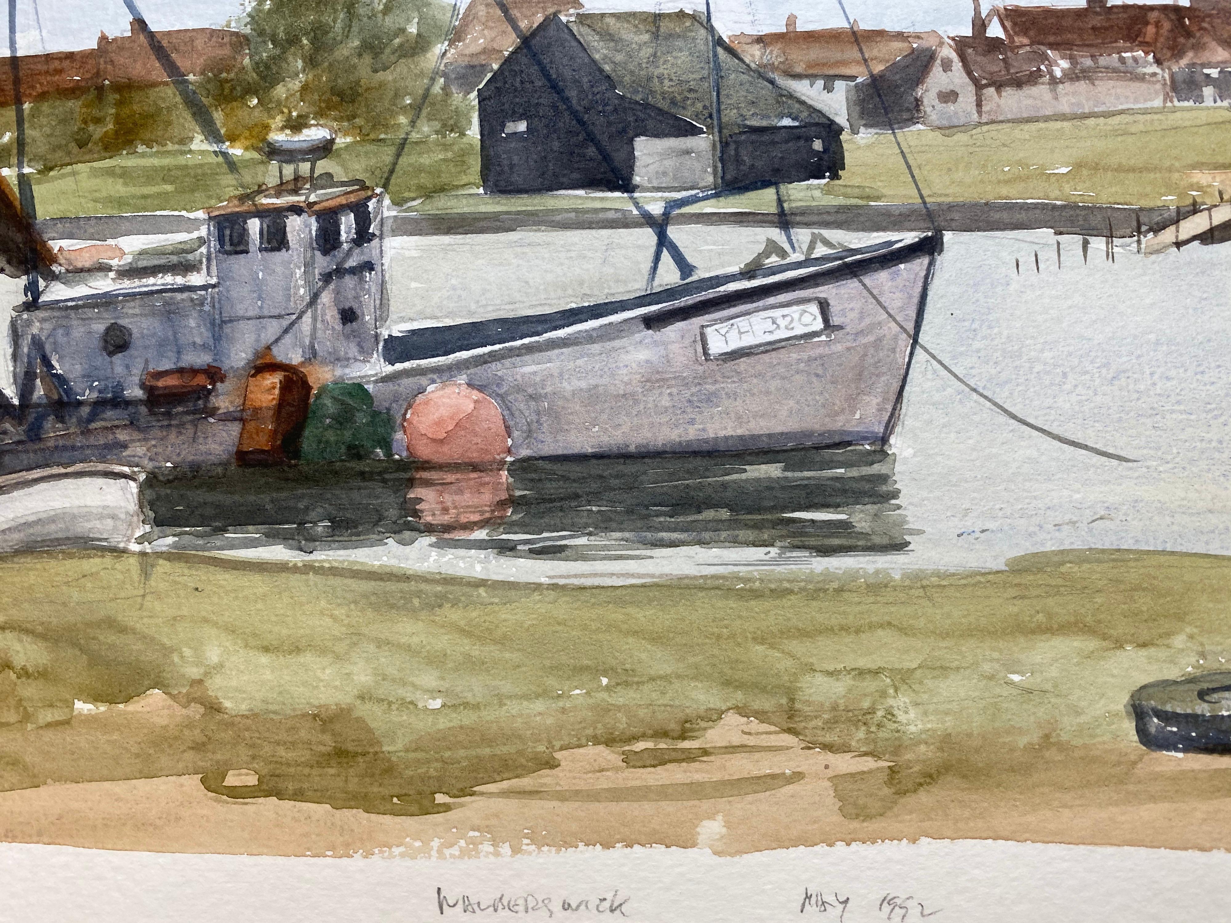 Walbeswick, Suffolk Pintura original británica en acuarela Estuario del río en venta 1