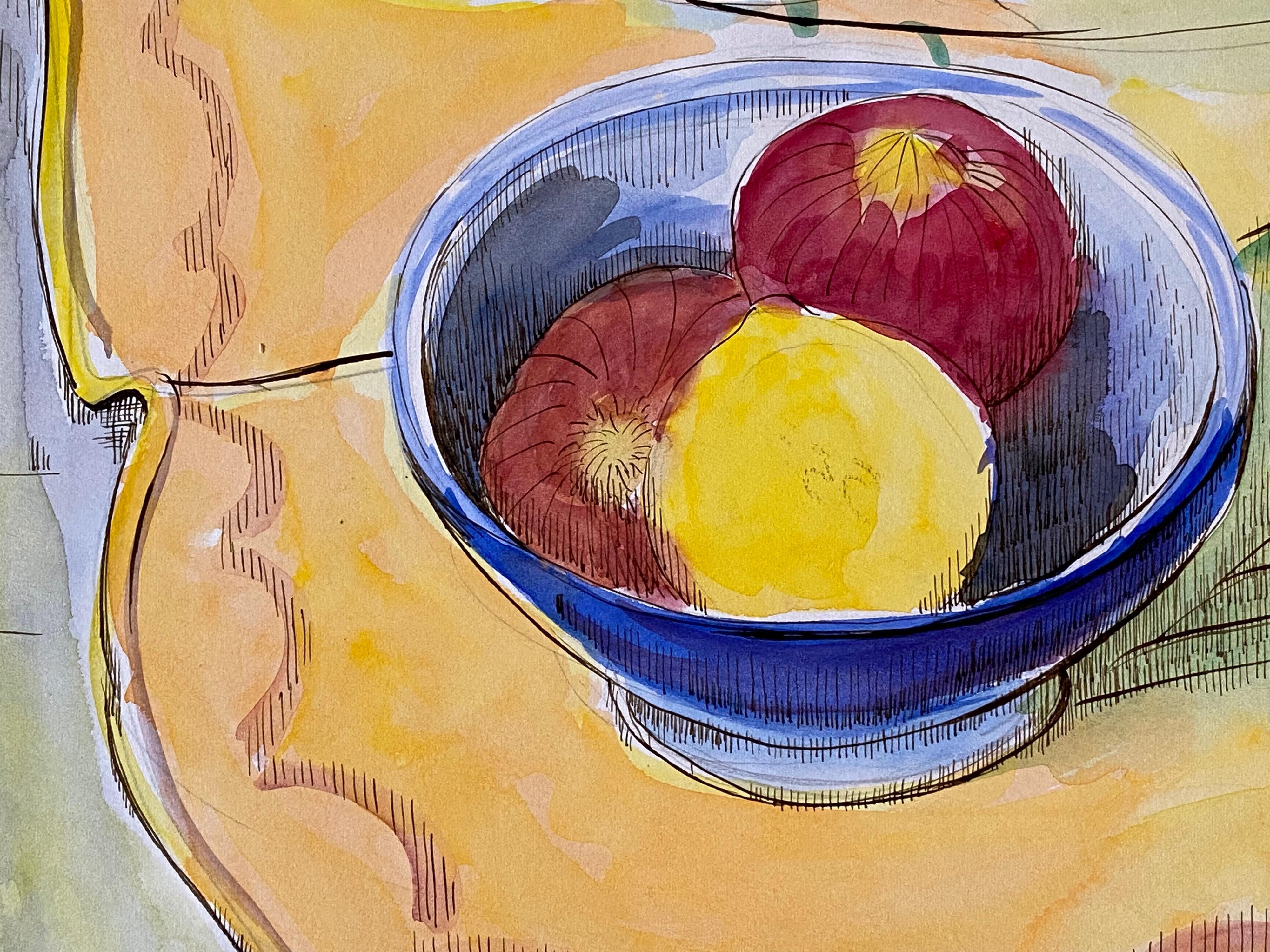 Nature morte aux fruits française des années 1940, artiste post-impressionniste - Marron Still-Life par Unknown