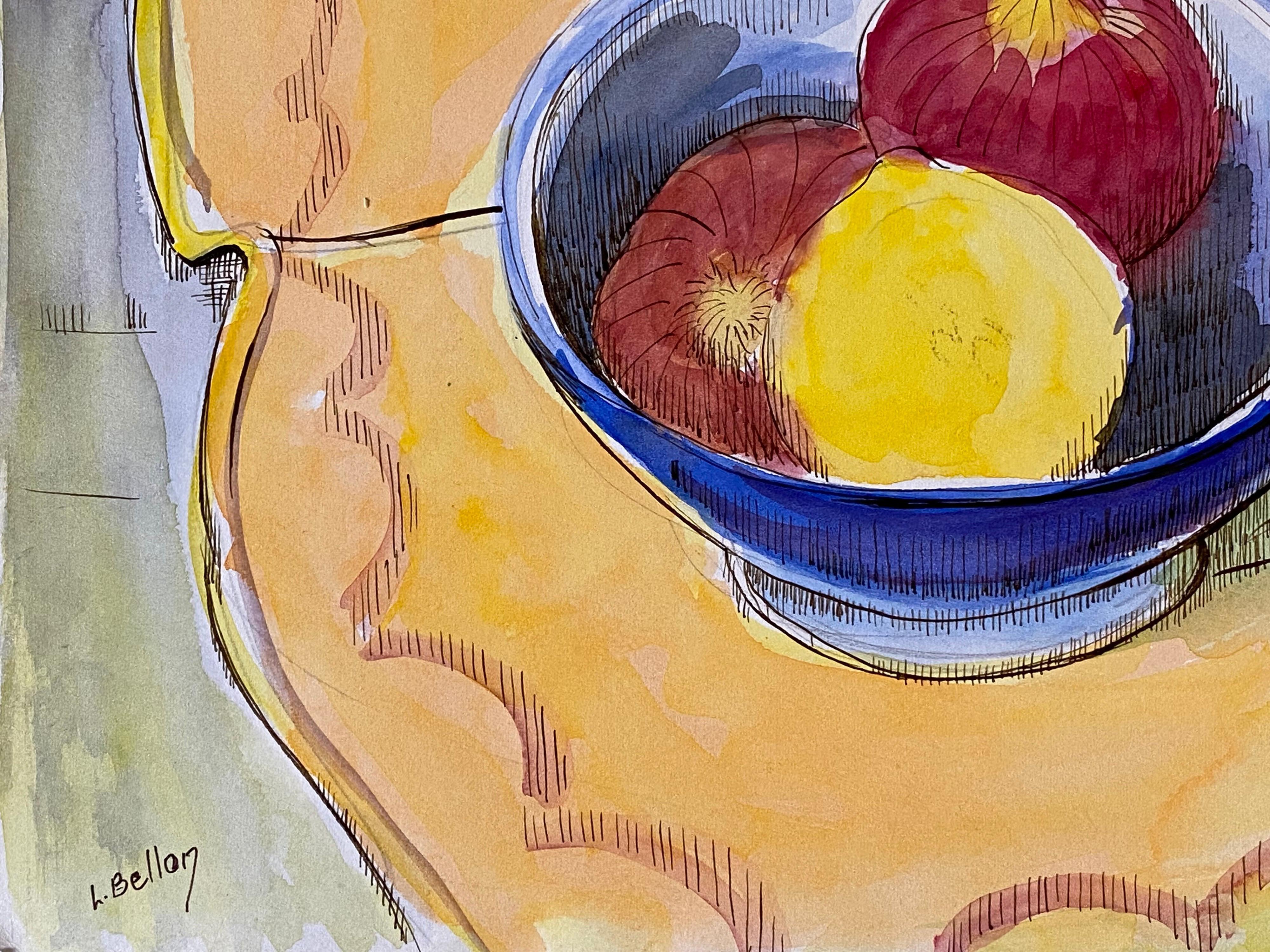 Nature morte
Signé par Louis Bellon (français 1908-1998)
D'un lot de travaux similaires dont la plupart sont datés de 1942-1947.
peinture à l'eau sur papier, non encadrée

mesures : 10 x 12.75 pouces

provenance : collection privée de l'artiste,