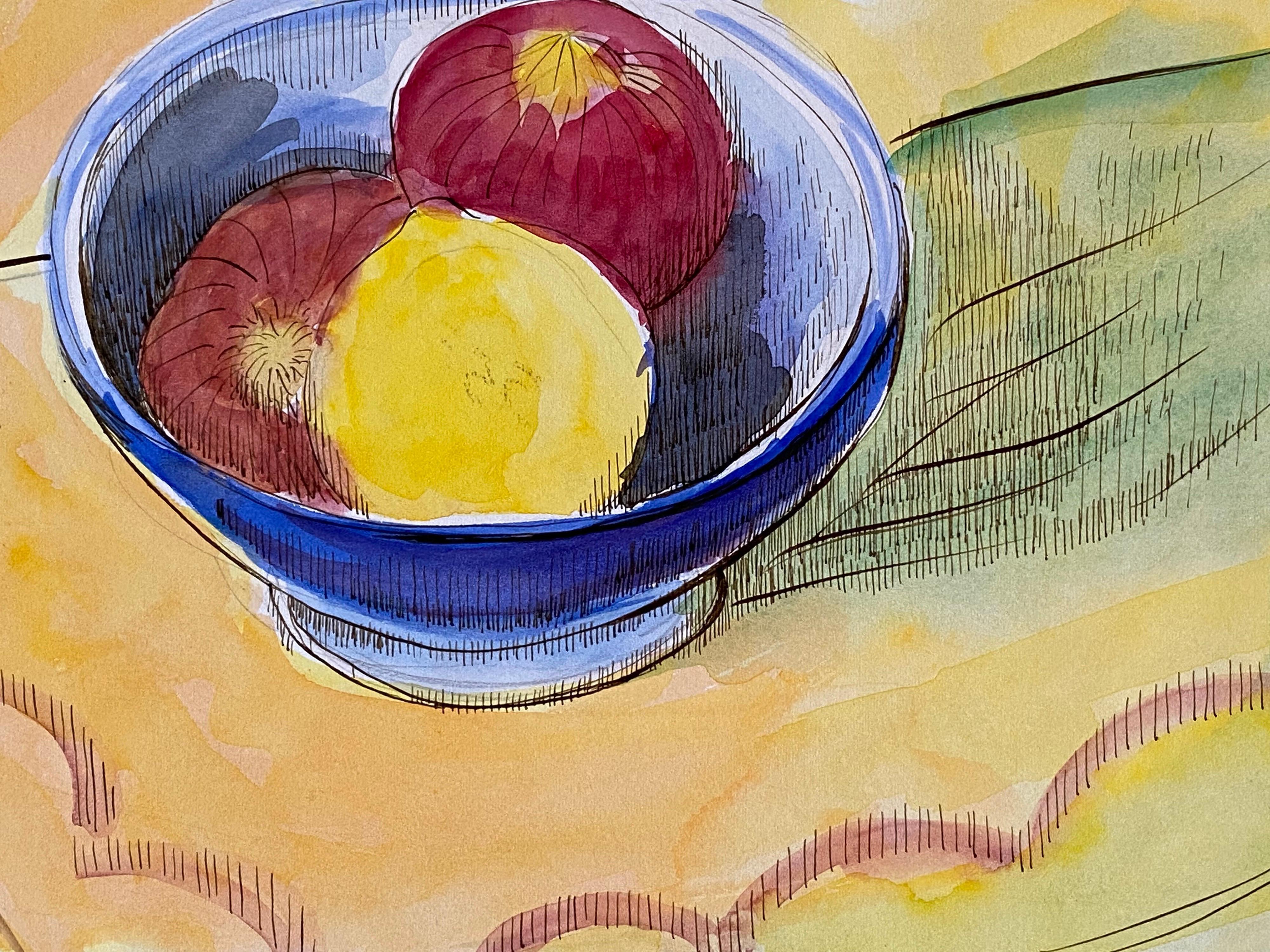 Nature morte aux fruits française des années 1940, artiste post-impressionniste en vente 1