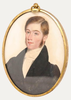 Miniature Mid 19th Century Watercolour - A Token of Affection I