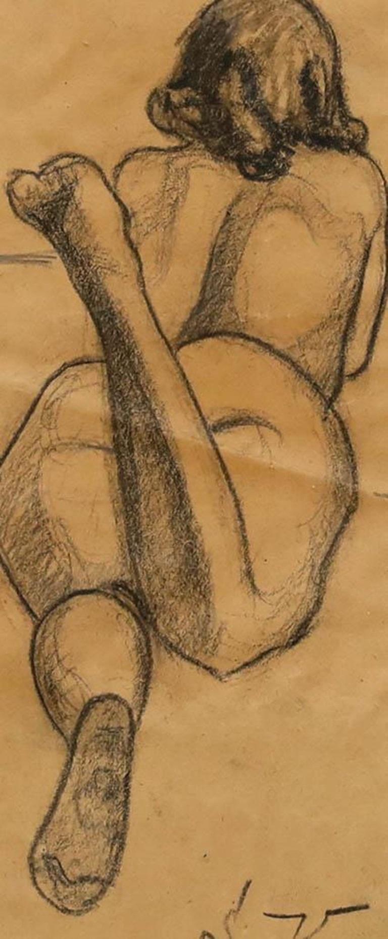 Mid 20th Century Charcoal Drawing - Carefree - Art by Unknown