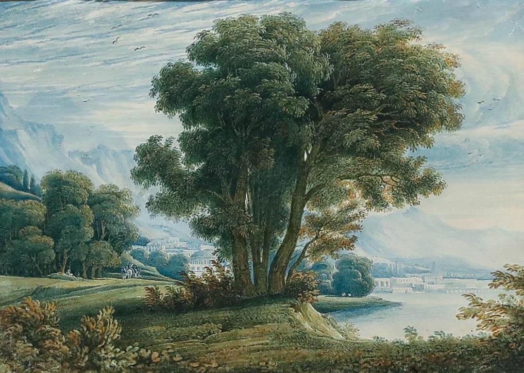 Attribuire. Cornelius Varley (1781-1873)- Acquerello della metà del XIX secolo, Majestic Tree in vendita 1