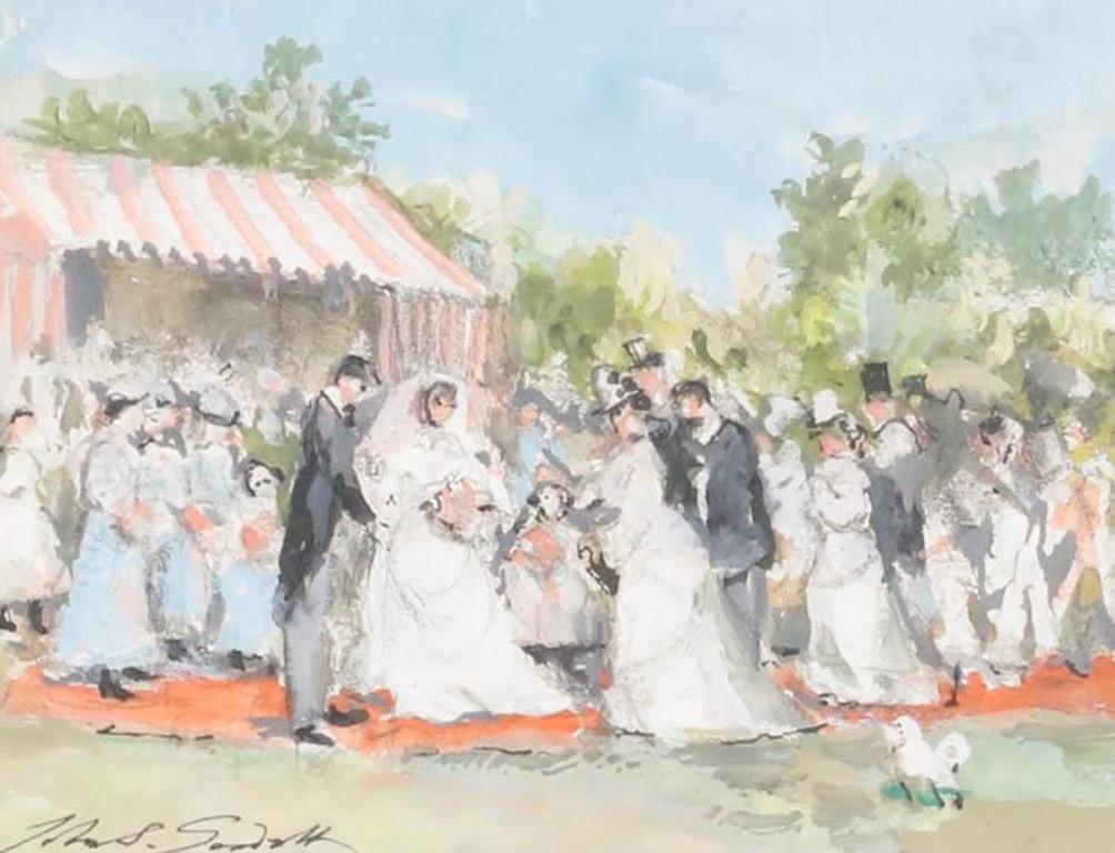John Strickland Goodall RBA RI (1908-1996) - 20. Jahrhundert Gouache, Hochzeitsfeier im Angebot 1