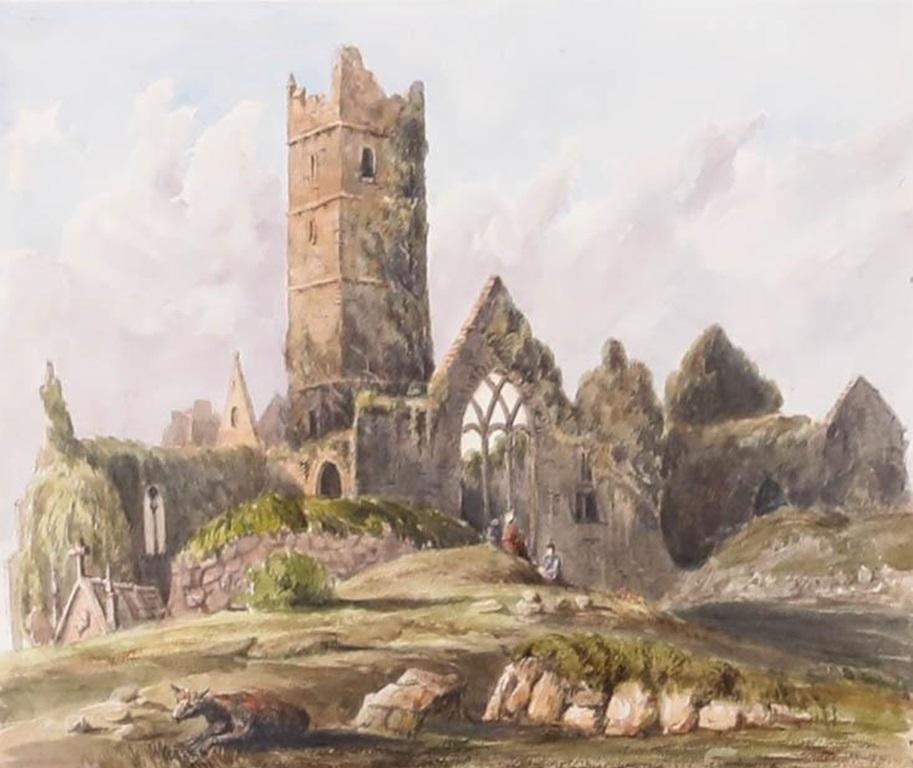 Lt Gen Archibald Ingles Lockhart (1810-1880) - Watercolour, Ruins of Quin Abbey - Art by Unknown