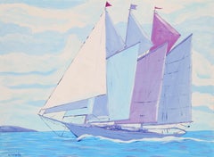 Sailboat, Modern Acrylic on Paper by Biagio Civale
