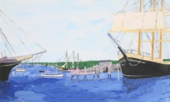 Clipper Ships, Modern Acrylic on Paper by Biagio Civale
