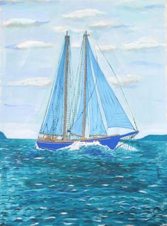 Sailboat 2, Modern Acrylic on Paper by Biagio Civale