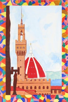Florence Roofs, Modern Tempera on Paper by Biagio Civale
