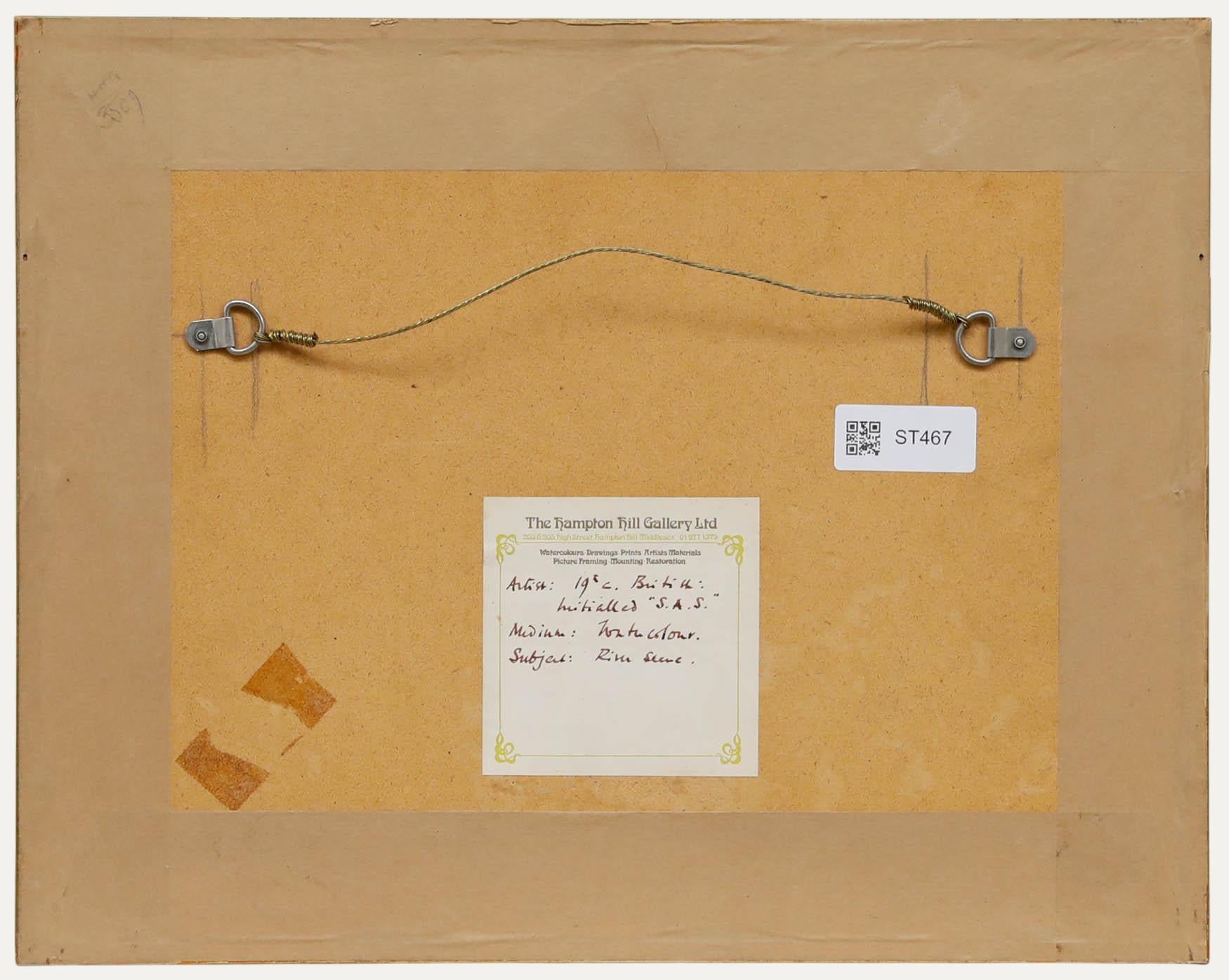 Aquarelle de la fin du 19e siècle de l'école britannique - Bateaux à voile sur la Tamise - Beige Landscape Art par Unknown