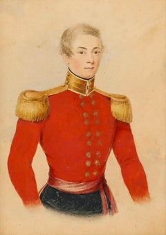 Framed Early 19th Century Watercolour - Portrait of a British Military Officer
