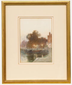 Max Ludby (1858-1943) - Framed 1893 Watercolour, Moored Under Lamplight