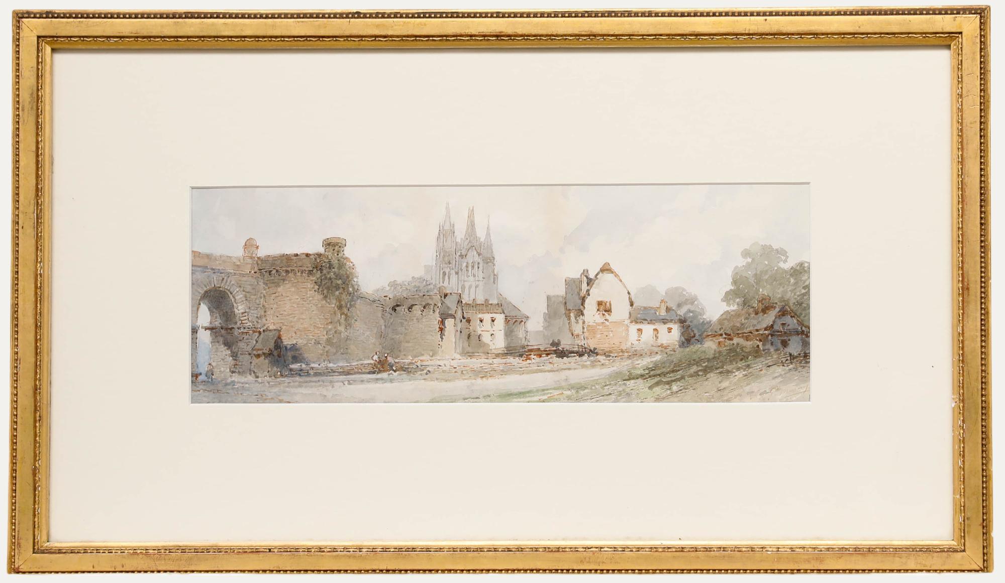 Paul Marni (1829-1914) - Aquarelle de la fin du XIXe siècle, Vue d
une cathédrale