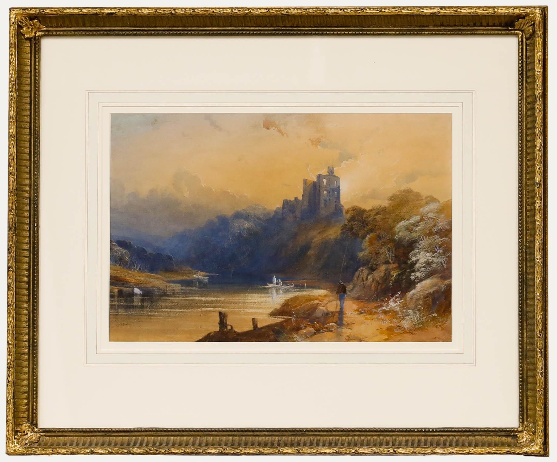 James Smith (1822-1897) - Aquarelle, Pêche au bord du Castle