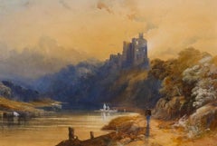 James Burrell Smith (1822-1897) - Watercolour, Fishing by the Castle