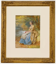 Antique William Harris Weatherhead (1843-1903) - 1873 Watercolour, Lost in Thought