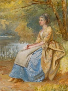 William Harris Weatherhead (1843-1903) - Acuarela de 1873, Pensamiento perdido