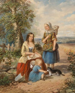 Circle of Thomas Faed - 19th Century Watercolour, Harvest Picnic