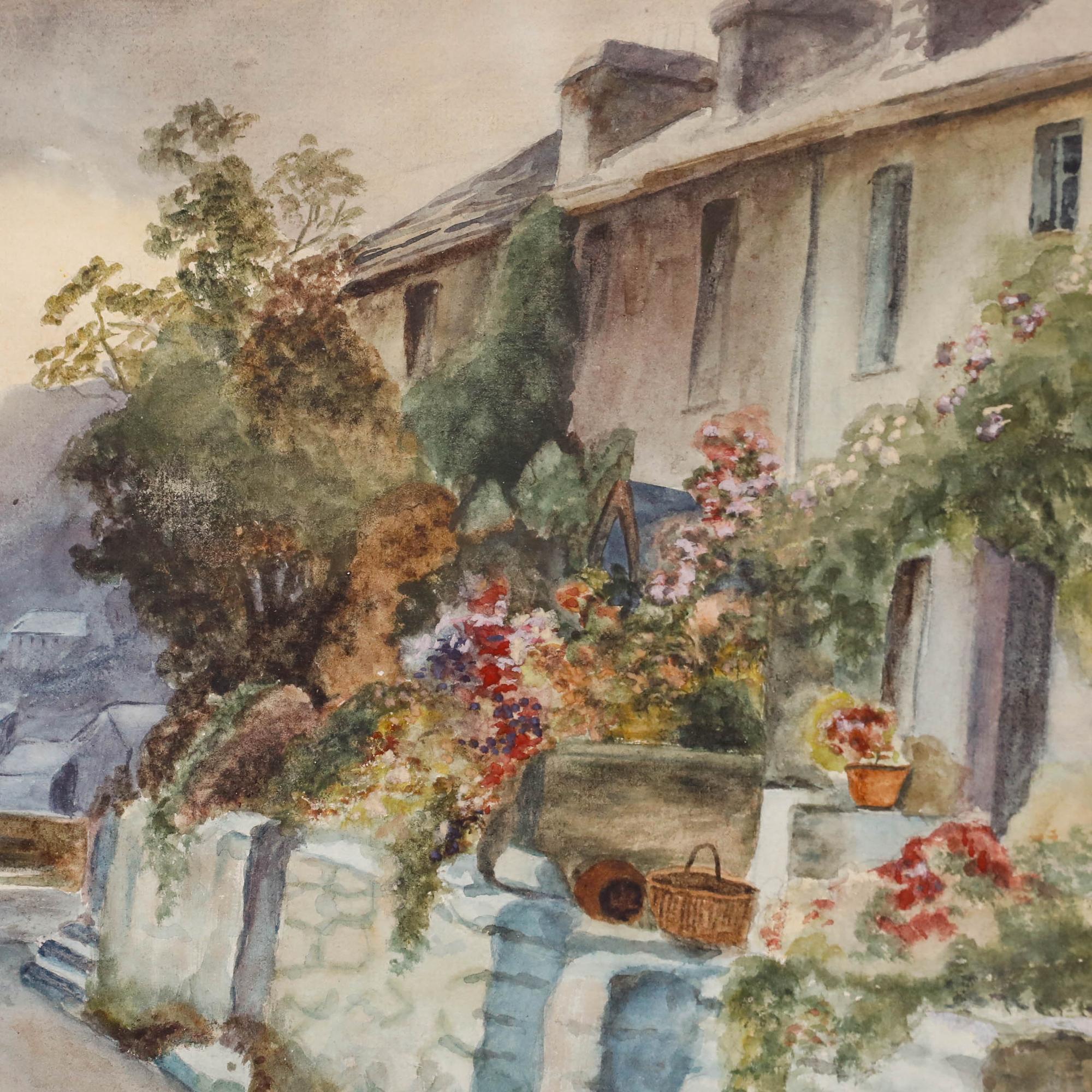 F. Thomas - 1920 Acuarela, Vista de una ciudad costera en venta 4