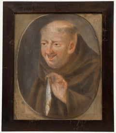 Framed 19th Century Pastel - The Monk and the Sardine