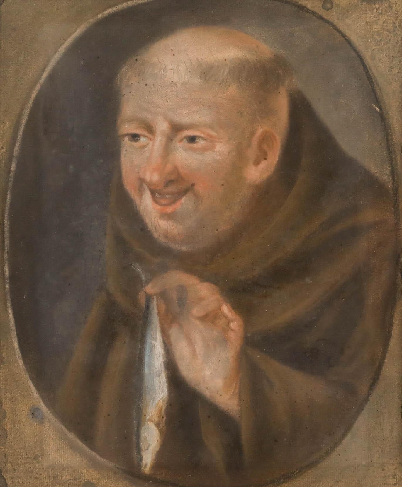 Pastel encadré du 19e siècle - Le moine et la sardine - Art de Unknown