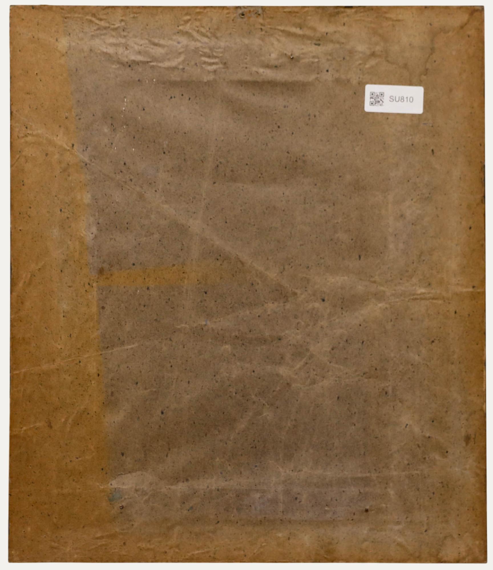 Pastel encadré du 19e siècle - Le moine et la sardine - Noir Portrait par Unknown