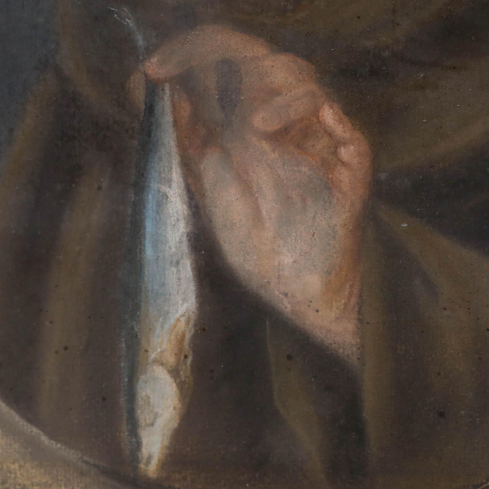 Pastel encadré du 19e siècle - Le moine et la sardine en vente 1