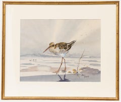 Brian Needham - Aquarelle encadrée du 20e siècle, Barge à queue noire