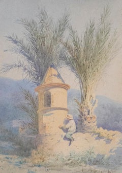 Giovanni Pinotti - Framed Late 19th Century Watercolour, Climbing the Wall