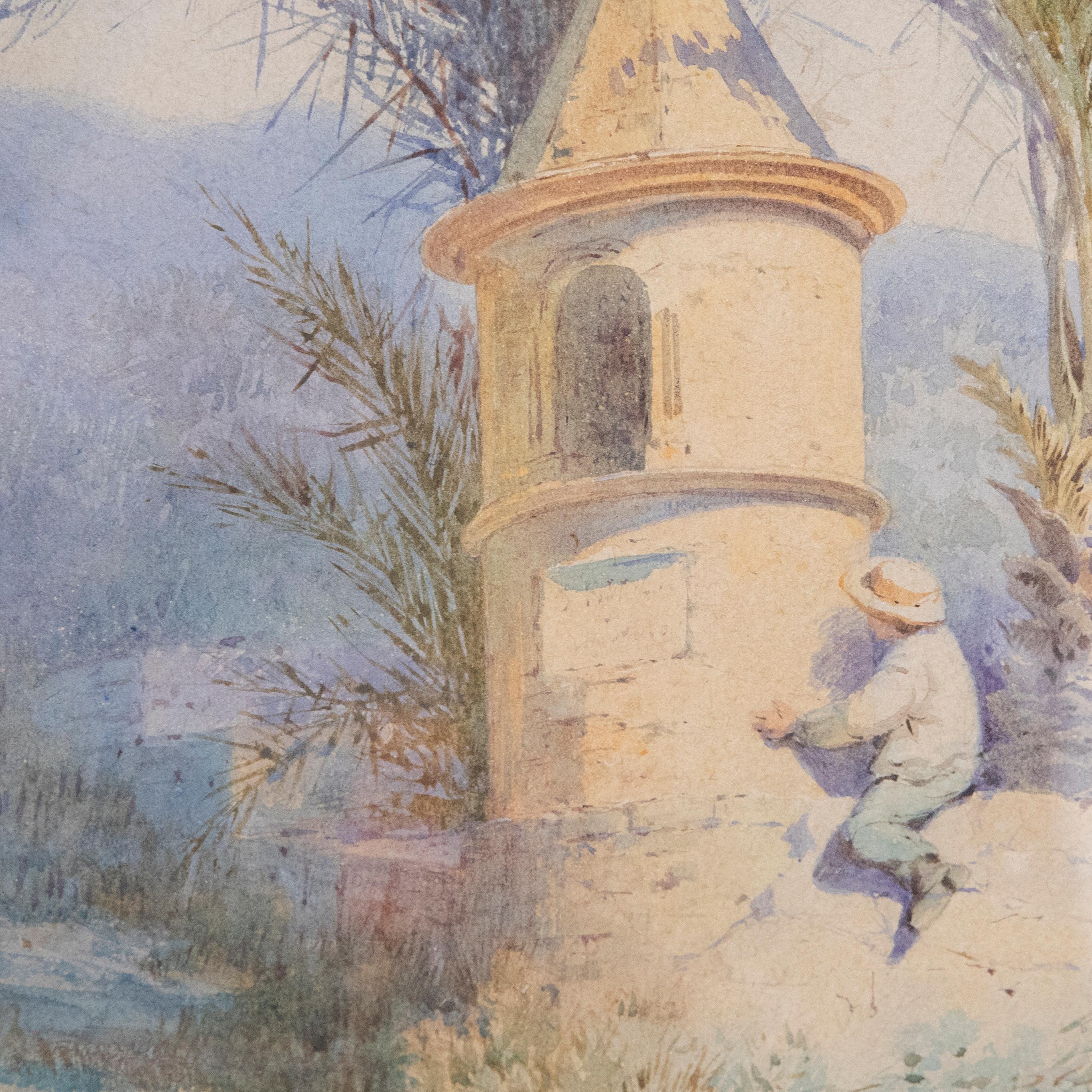 Giovanni Pinotti - Aquarelle encadrée de la fin du XIXe siècle, L'escalade du mur en vente 1