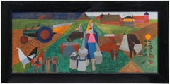 Hans Rickers (1899-1979) - Modernist Mid 20th Century Tempera, Life on the Farm