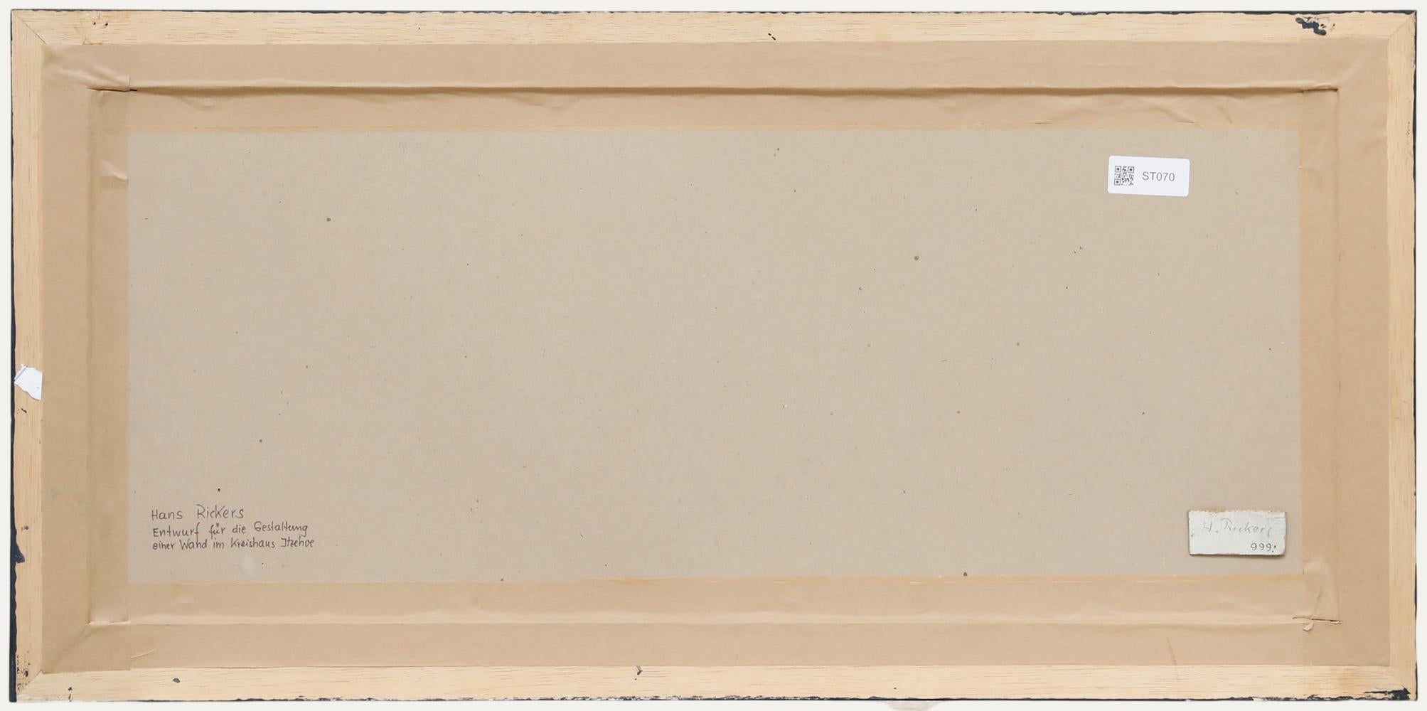 Hans Rickers (1899-1979) - Témpera modernista de mediados del siglo XX, Vida en la granja - Landscape Art Negro de Unknown