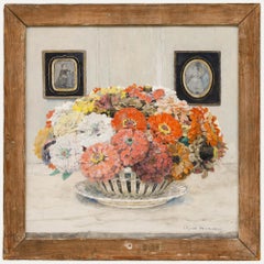 Edgard Maxence (1871-1954) - Gouache der französischen Schule, Zinni's in Creamware