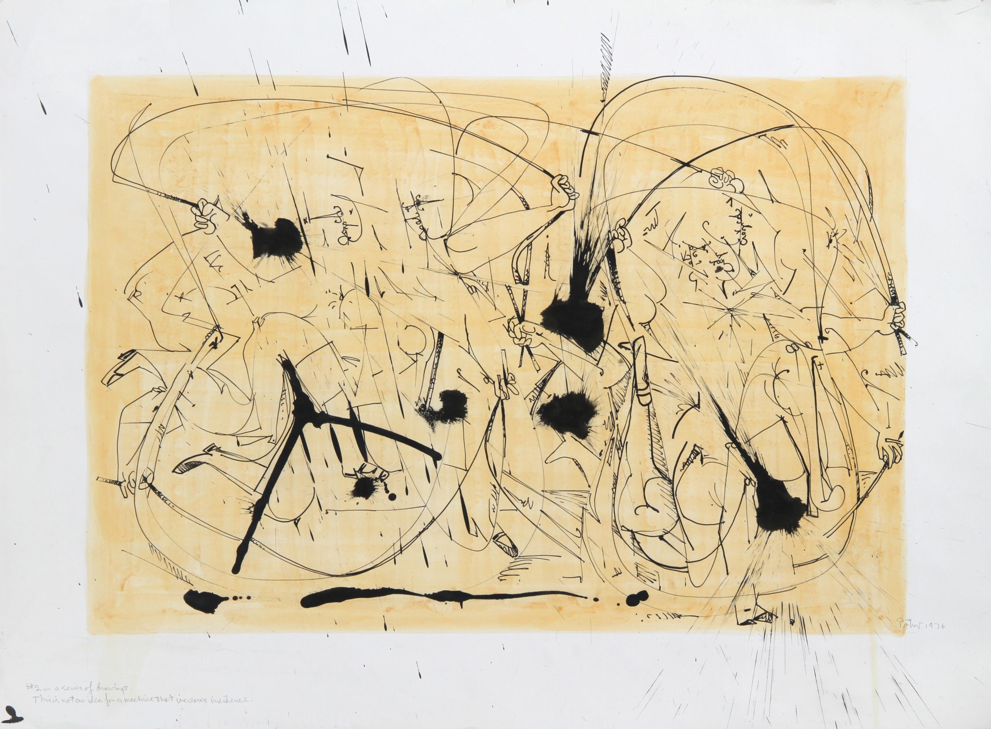 Dimitri Petrov, American (1919 - 1986) - This is not an idea for a machine that increases incidence II, Year:  1976, Medium:  Ink and Watercolor on paper, signed, Size:  22  x 30 in. (55.88  x 76.2 cm)