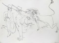 Chance Meeting, Surrealist Pencil Drawing by Dimitri Petrov