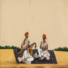 Indian School 19th Century Gouache - The Musicians