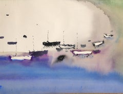 Beach Cove, Impressionist Watercolor Painting by Emile Rampelberg