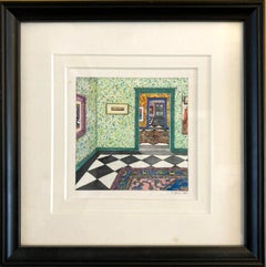 Domestic Space, Modern Watercolor Painting by Charlotte Hess
