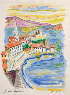 Budva, Yugoslavia, Impressionist Watercolor Painting by Savo Radulović