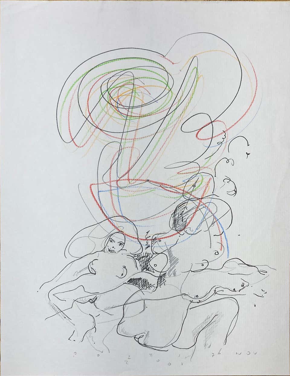Untitled, Conceptual Pencil and Ink on Paper by Lucio Pozzi