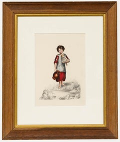 Early 19th Century Watercolour - Girl with Spaniel