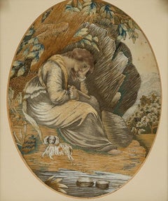 Bordado georgiano del siglo XVIII - Descansando en la sombra