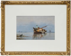 William Harry Williamson (1820-1883) - 1865 Watercolour, The Logging Barge