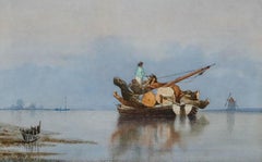 William Harry Williamson (1820-1883) - 1865 Watercolour, The Logging Barge